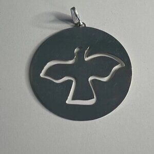 Vintage Tiffany & Co. Round Sterling Silver 925 Dove Pendant Lightweight RARE